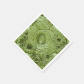 Embossed Blume Green-COCKTAIL-NAPKINS Serviette (Ecke)