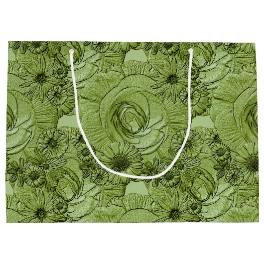 Embossed Blume-Green-GIFT BAG L Große Geschenktüte (Rückseite)