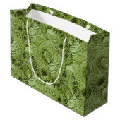 Embossed Blume-Green-GIFT BAG L Große Geschenktüte (Rückseite Schrägansicht)