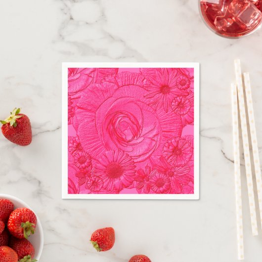 Embossed Blume-Hot Pink-COCKTAIL NAPKINS Serviette (Beispiel)