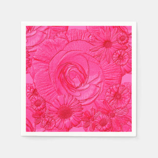 Embossed Blume-Hot Pink-COCKTAIL NAPKINS Serviette