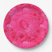 Embossed Blume-Hot Pink-PAPER-TELLER Pappteller (Vorderseite)