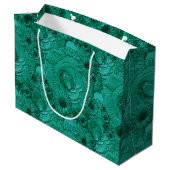 Embossed Blume-Jade Green-GIFT BAG L Große Geschenktüte (Rückseite Schrägansicht)