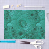 Embossed Blume-Jade Green Tissue Wrapping Seidenpapier (Handwerk)