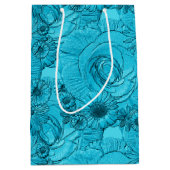 Embossed Blume-Light Blue-GIFT BAG Mittlere Geschenktüte (Vorderseite)