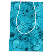 Embossed Blume-Light Blue-GIFT BAG Mittlere Geschenktüte (Rückseite)