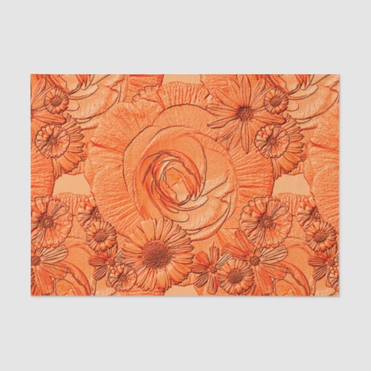 Embossed Blume-Orange-Gewebe-Wrapping Seidenpapier (Vorderseite)