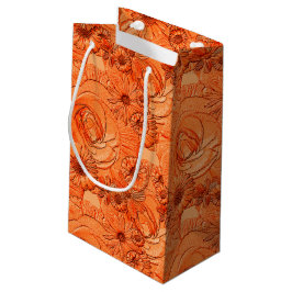 Embossed Blume-Orange-GIFT BAG S Kleine Geschenktüte