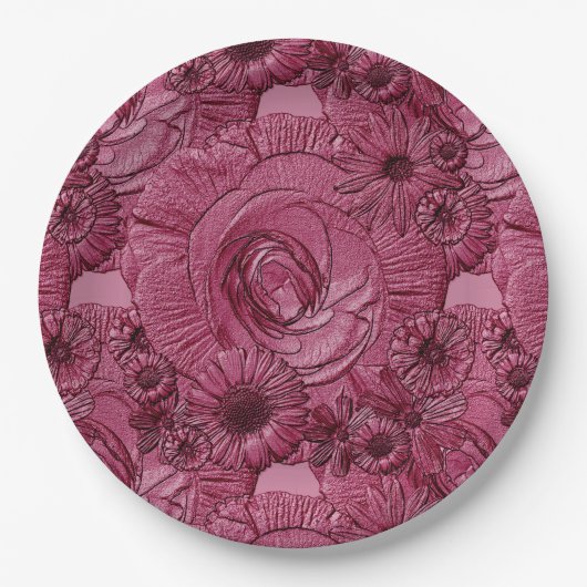 Embossed Blume-PAPER-TELLER Pappteller (Vorderseite)