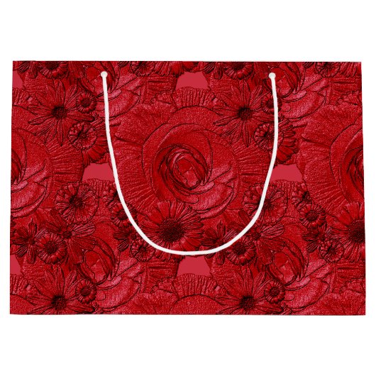 Embossed Blume-Red-GIFT BAG L Große Geschenktüte (Vorderseite)