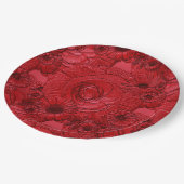 Embossed Blume-Red-PAPER-TELLER Pappteller (Schrägansicht)