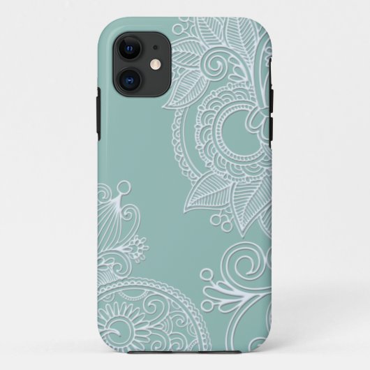 Embossed Boho Aquamarin Paisley Case-Mate iPhone Hülle (Rückseite)