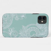 Embossed Boho Aquamarin Paisley Case-Mate iPhone Hülle (Rückseite (Horizontal))