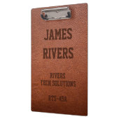 Embossed Brown Vegan Leather clipboard Klemmbrett (Links)