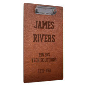 Embossed Brown Vegan Leather clipboard Klemmbrett (Rechts)