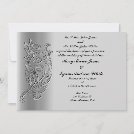Embossed Classic Wedding Einladung (Vorderseite)