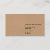 Embossed Construction Business Name Imitate Kraft Visitenkarte (Rückseite)