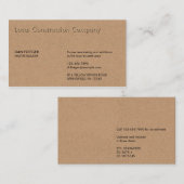 Embossed Construction Business Name Imitate Kraft Visitenkarte (Vorne/Hinten)