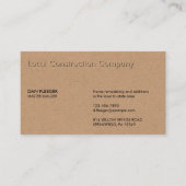 Embossed Construction Business Name Imitate Kraft Visitenkarte (Vorderseite)