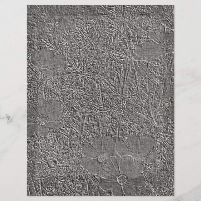 Embossed Daisies Gray Floral Scrapbook Paper (Vorderseite)