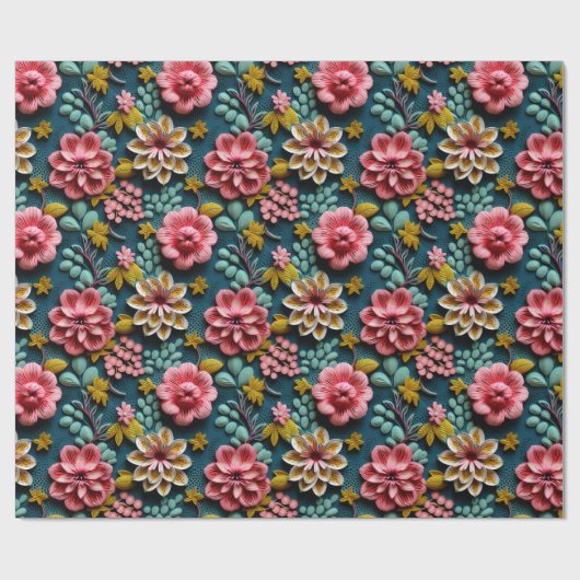 Embossed Floral Geschenkpapier (Flach)