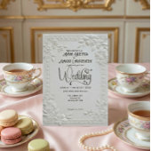 Embossed Floral White Formal Wedding Einladung