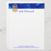 Embossed Gold Dragon auf BlueSatin Print Briefbogen (Vorne/Hinten)