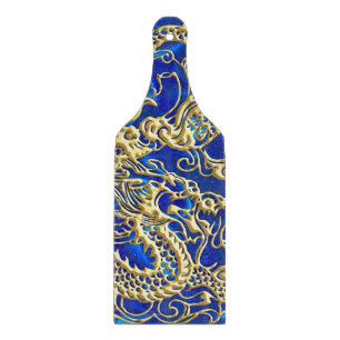 Embossed Gold Dragon auf BlueSatin Print Schneidebrett