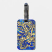 Embossed Gold Dragon Gepäckanhänger (Rückseite vertikal)