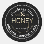 Embossed Gold Dripping Honey and Bee Double Border Runder Aufkleber (Vorderseite)