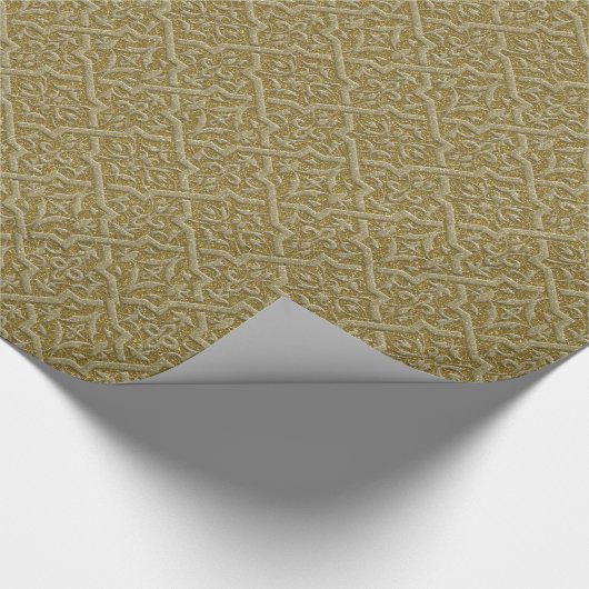 Embossed Gold Glitzer Damask Geschenkpapier (Ecke)