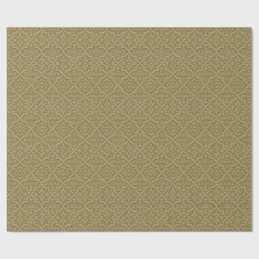 Embossed Gold Glitzer Damask Geschenkpapier (Flach)