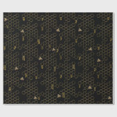 Embossed Honeycomb Realistic Bees Black Gold Tropf Geschenkpapier (Flach)