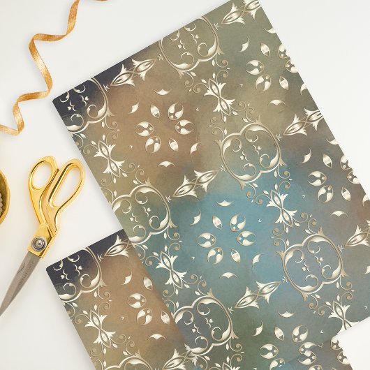 Embossed Imitate Gold Damask Klassisches Verzierte Seidenpapier