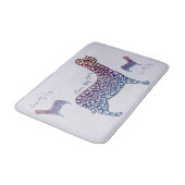 Embossed Indigo Gradient Paw Print Dog Outline Badematte (Schrägansicht)