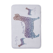 Embossed Indigo Gradient Paw Print Dog Outline Badematte (Vorderseite Vertikal)