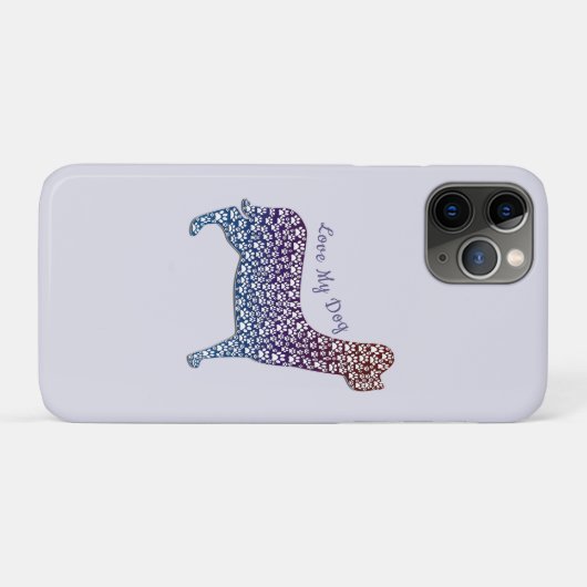 Embossed Indigo Gradient Paw Print Dog Outline Case-Mate iPhone Hülle (Rückseite (Horizontal))
