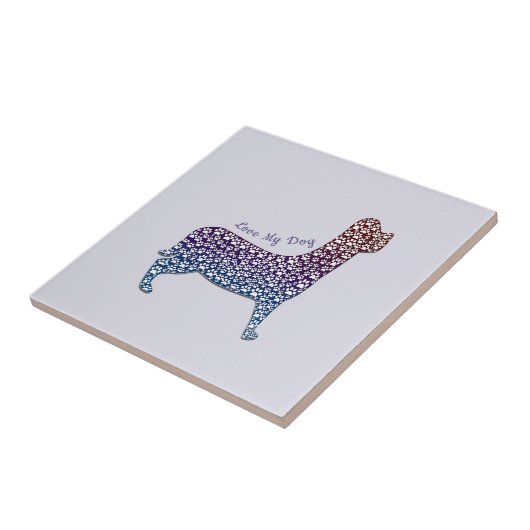 Embossed Indigo Gradient Paw Print Dog Outline Fliese (Seite)