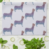 Embossed Indigo Gradient Paw Print Dog Outline Geschirrtuch (Gefaltet)
