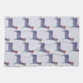Embossed Indigo Gradient Paw Print Dog Outline Geschirrtuch (Horizontal)