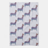 Embossed Indigo Gradient Paw Print Dog Outline Geschirrtuch (Vertikal)