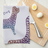 Embossed Indigo Gradient Paw Print Dog Outline Geschirrtuch (Viertel Falte)