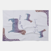 Embossed Indigo Gradient Paw Print Dog Outline Geschirrtuch (Horizontal)
