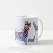 Embossed Indigo Gradient Paw Print Dog Outline Kaffeetasse (VorderseiteRechts)
