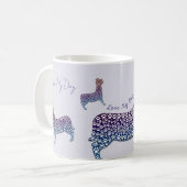 Embossed Indigo Gradient Paw Print Dog Outline Kaffeetasse (Vorderseite Links)