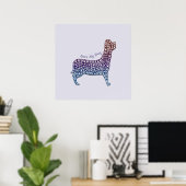 Embossed Indigo Gradient Paw Print Dog Outline Poster (Heimbüro)