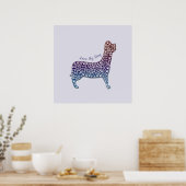 Embossed Indigo Gradient Paw Print Dog Outline Poster (Küche)