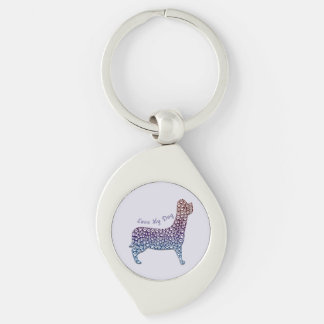 Embossed Indigo Gradient Paw Print Dog Outline Schlüsselanhänger