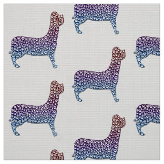 Embossed Indigo Gradient Paw Print Dog Outline Stoff