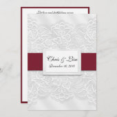 Embossed Lace Deep Red Bible Scripture Wedding 12x Einladung (Vorne/Hinten)